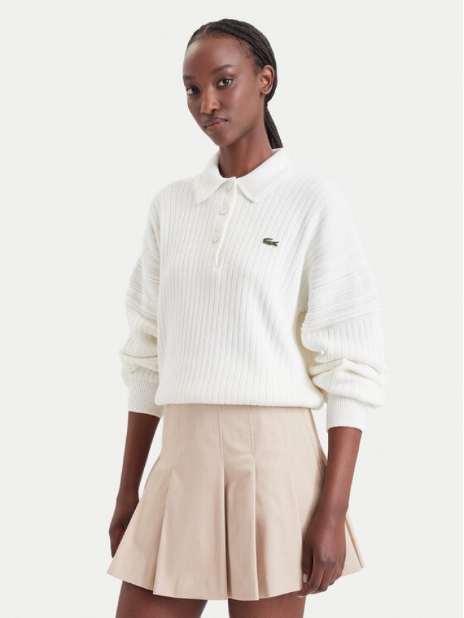 Lacoste Sweter AF8272 Kremowy Regular Fit