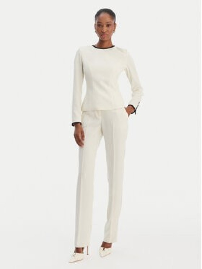 Marella Bluzka Scacco 2613111013 Écru Slim Fit