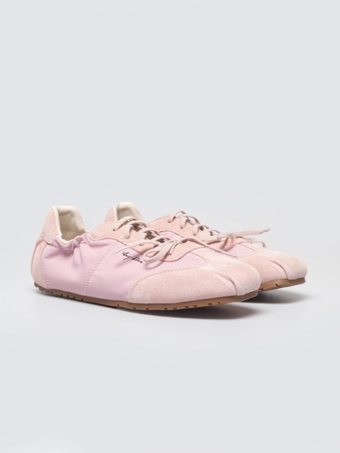 sneakersy damskie ze skórzanymi wstawkami różowe tt274600 601
