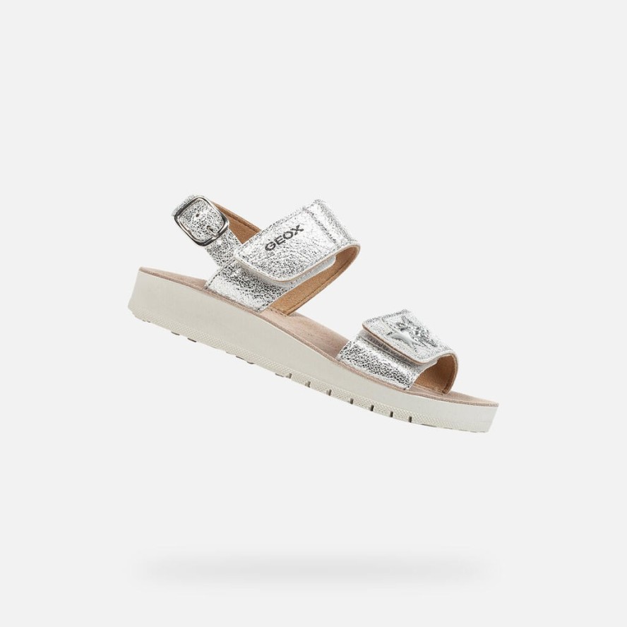 Sandały GEOX J SANDAL COSTAREI GI Srebrny
