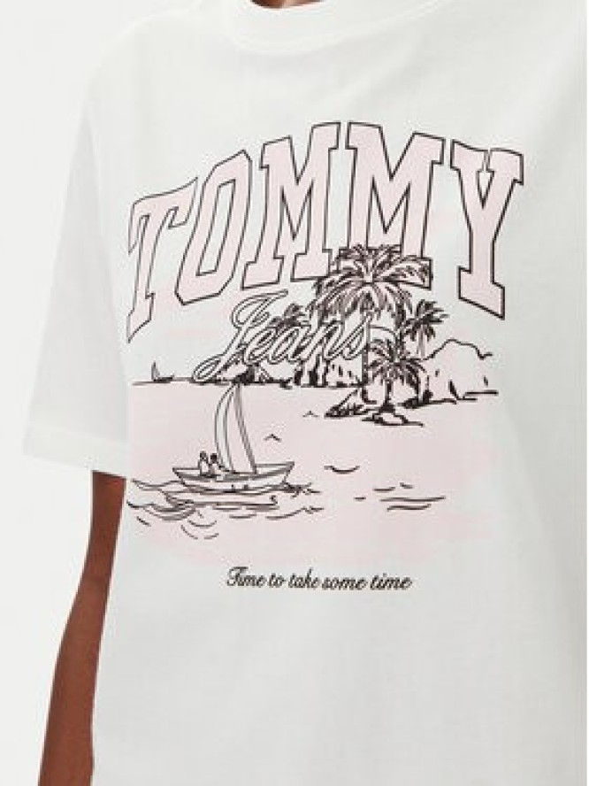 Tommy Jeans T-Shirt Tonal Tropics DW0DW21343 Écru Relaxed Fit