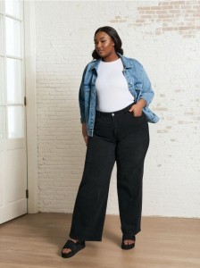 Jeansy wide leg Plus Size - czarny