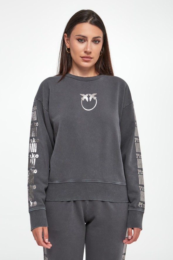 Bluza damska crewneck z logo Mindelo PINKO