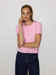 Kardigan z krótkim rękawem - różowy