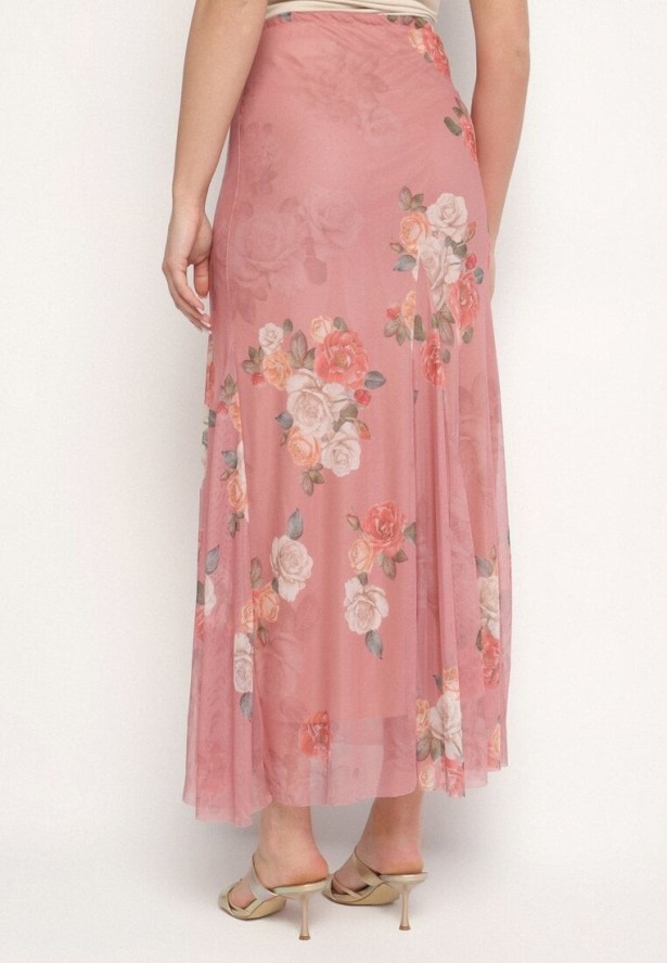 Różowa Spódnica Rozkloszowana w Kwiaty Efronira