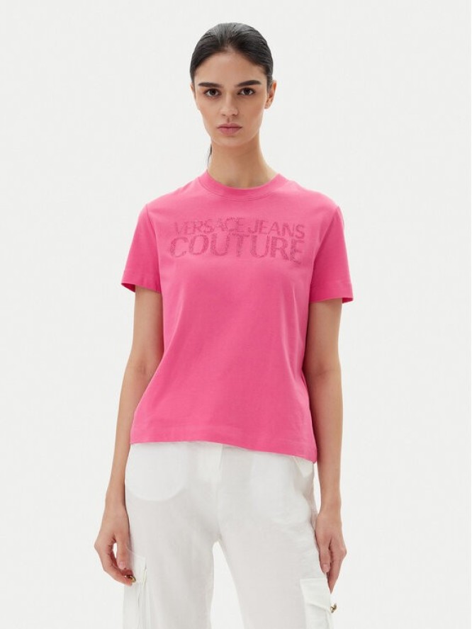 Versace Jeans Couture T-Shirt 78HAHS04 Różowy Regular Fit