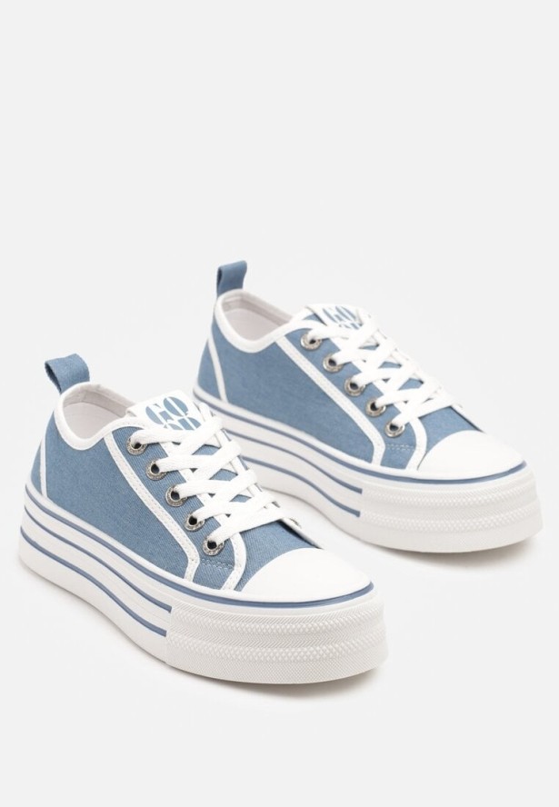 Jasnoniebieskie Trampki na Grubej Podeszwie z Cyrkoniami Asgerda