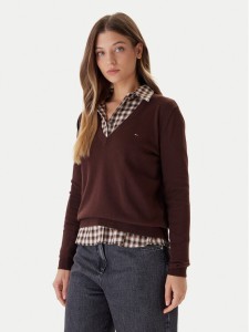 Tommy Jeans Sweter Essential DW0DW19888 Brązowy Regular Fit