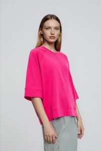 Bluza z krótkimi i szerokimi rękawami fuksjowa