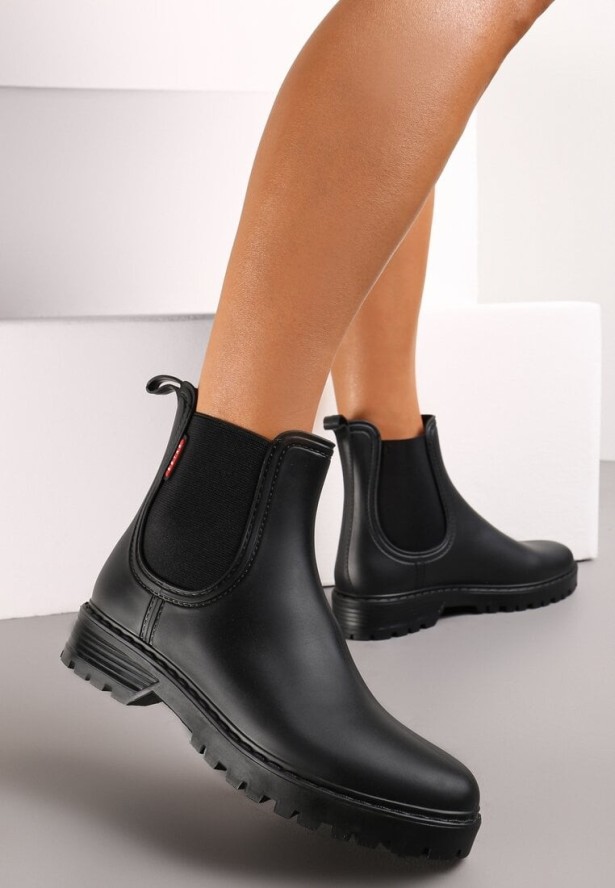 Czarne Kalosze za Kostkę z Elastycznymi Wstawkami Daelira