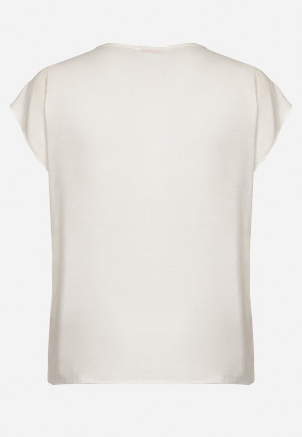 Biała Bluzka z Bawełny Ozdobiona Haftem i Cekinami Mailitte