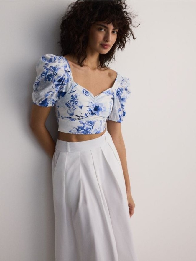 Bluzka z bufkami - wielobarwny