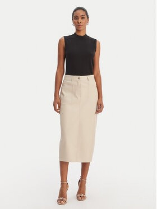 Morgan Spódnica z imitacji skóry 261-JILFIT Beżowy Slim Fit