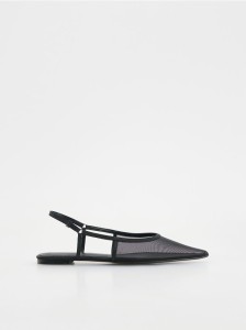 Baleriny z odkrytą piętą - czarny