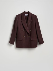 Lniana marynarka - ciemnobrązowy