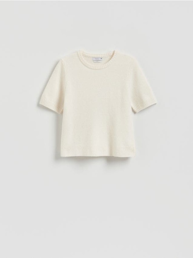 Wełniany sweter - kremowy