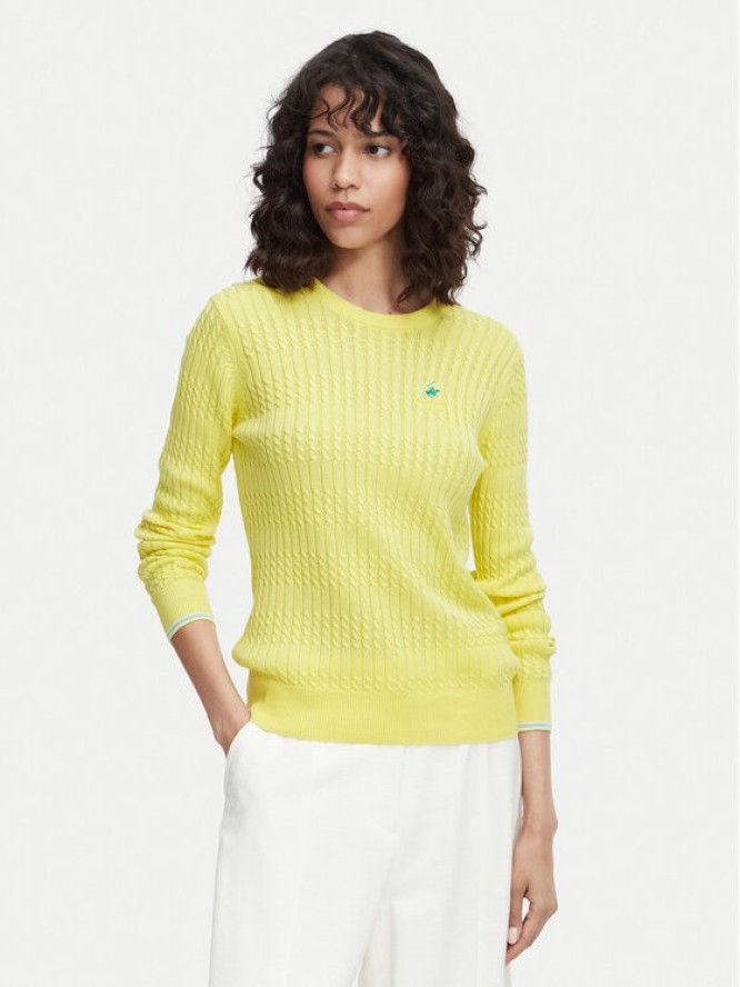 Beverly Hills Polo Club Sweter P-SS26W-M537390 Żółty Regular Fit