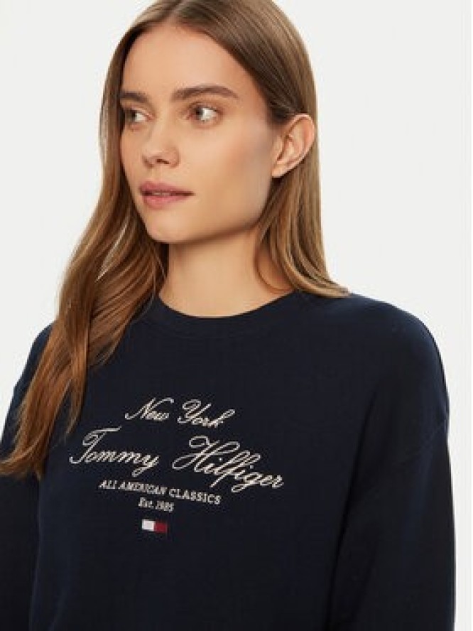 Tommy Hilfiger Bluza Modern Script WW0WW43844 Granatowy Regular Fit