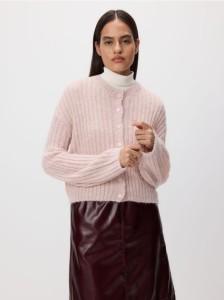 Kardigan z ozdobnym splotem - brudny róż