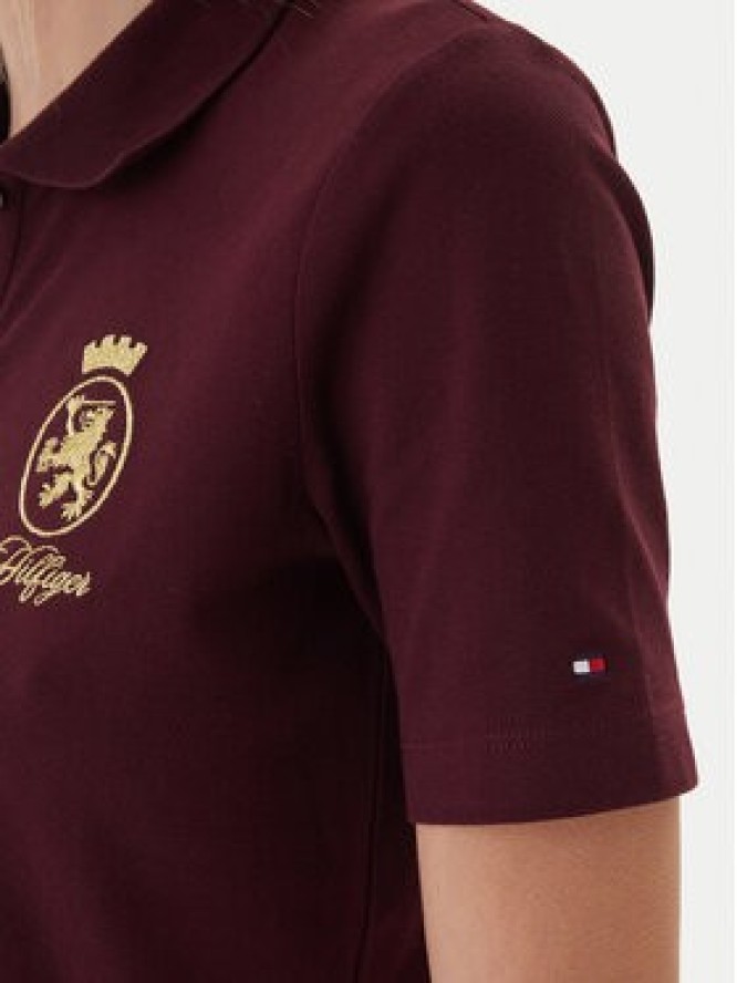 Tommy Hilfiger Polo Gold Crest WW0WW47315 Bordowy Regular Fit