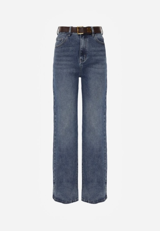 Niebieskie Szerokie Jeansy z Bawełną i Domieszką Wiskozy z Wysokim Stanem Crianise