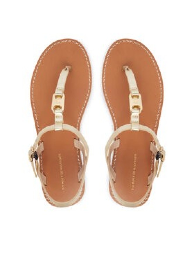 Tommy Hilfiger Sandały Leather Thong Sandal Gold FW0FW09331 Złoty