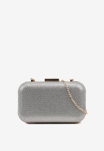 Szara Torebka Kopertówka Ozdobiona Brokatem Nerionea