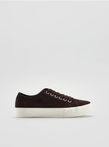 Zamszowe sneakersy - ciemnobrązowy