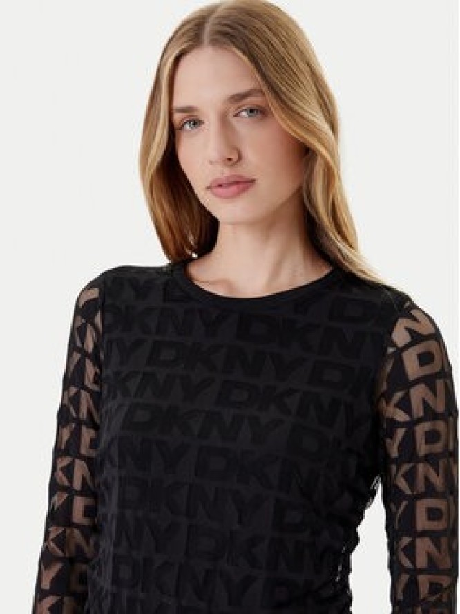 DKNY Bluzka P53HFWMF Czarny Regular Fit