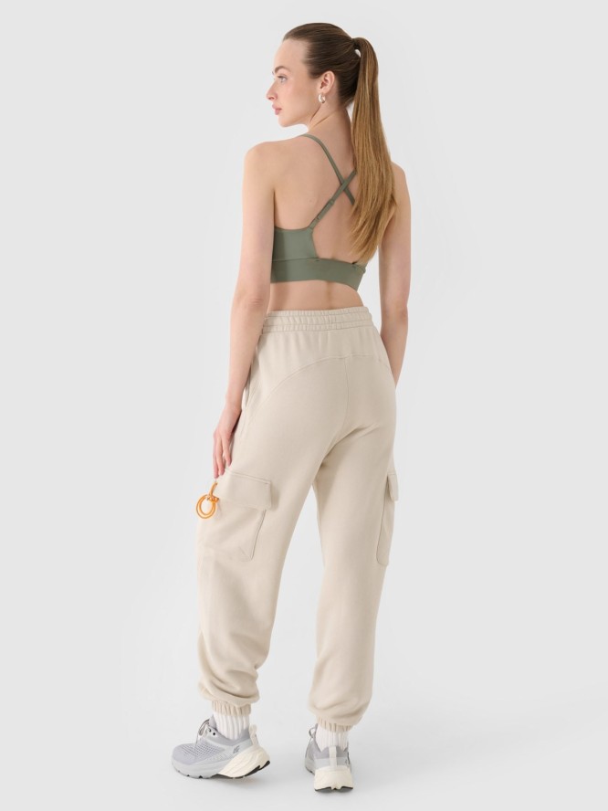 4F Spodnie dresowe joggery damskie - beżowe L