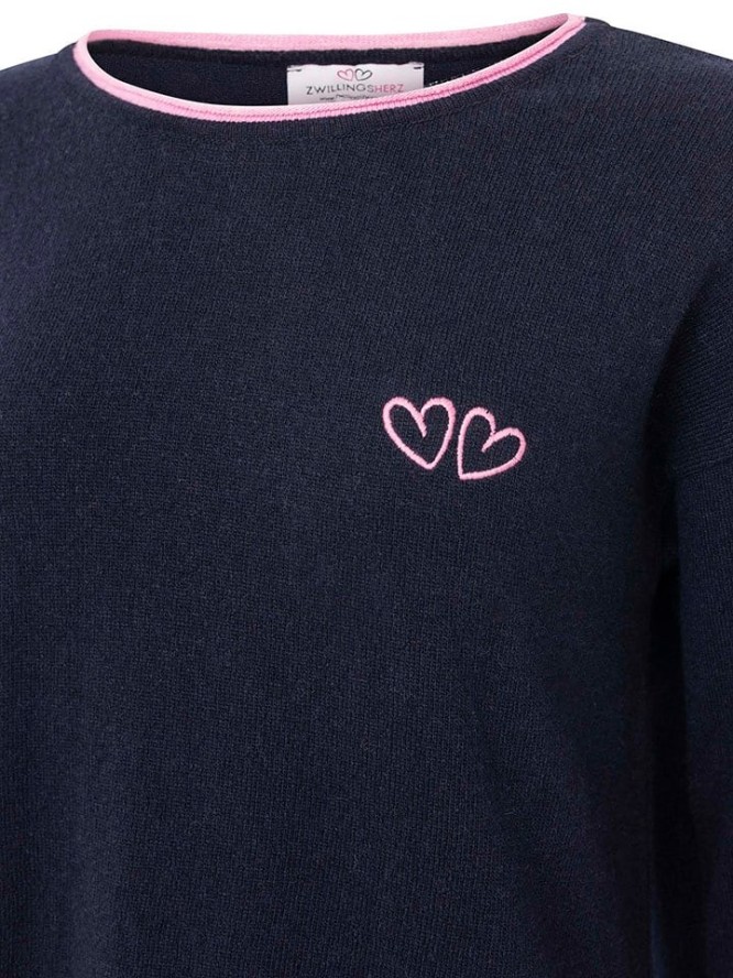 Zwillingsherz Sweter "Double heart" w kolorze granatowym rozmiar: M