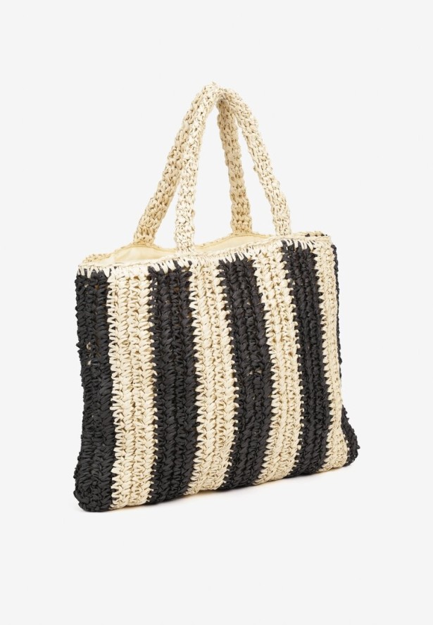 Czarna Torebka Shopper Plażowa z Napisem Navirael