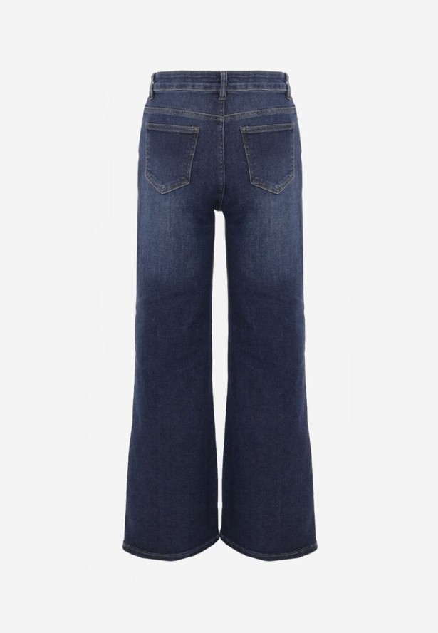 Niebieskie Jeansy Wide Leg Regular Waist z Bawełną i Domieszką Wiskozy Petocea