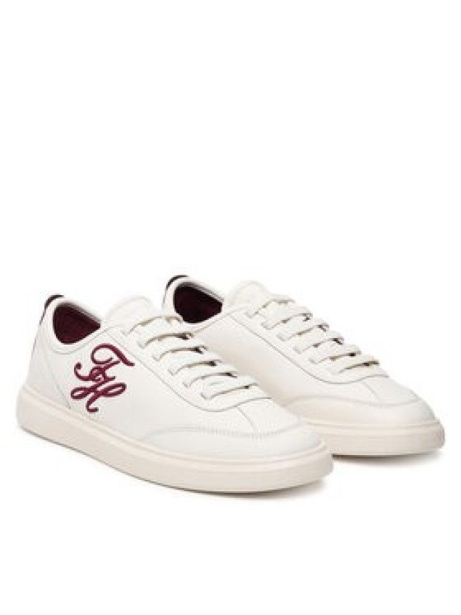 Tommy Hilfiger Sneakersy Th Icon Court Script Premium FW0FW09604 Kremowy
