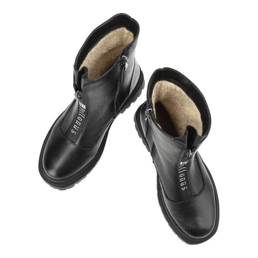 Czarne Botki Pollonus Ocieplane Buty Damskie