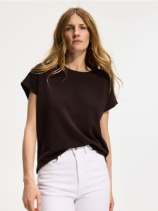 T-shirt z modalem - ciemnobrązowy