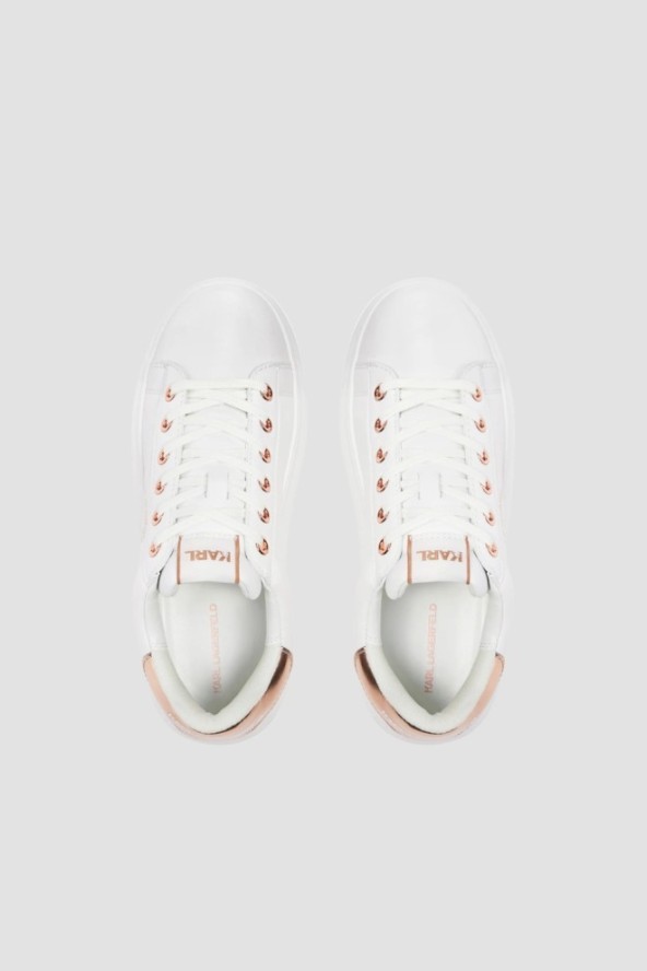 KARL LAGERFELD Białe damskie sneakersy skórzane KAPRI Maison, Rozmiar 37