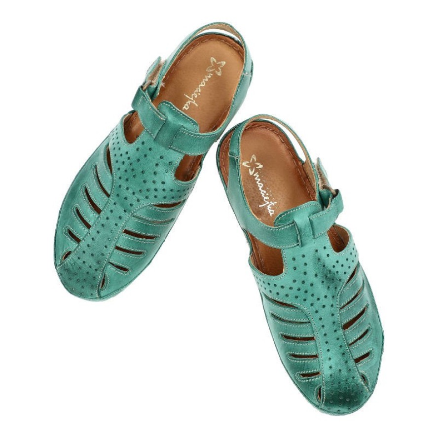 Zielone Sandały Maciejka Wygodne Skórzane Buty