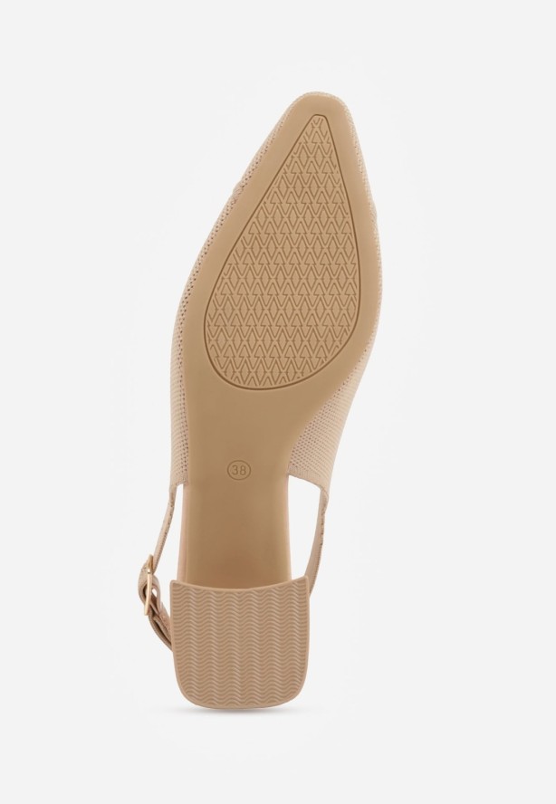 Ciemnobeżowe Czółenka VICES Soft Fit Slingback na Lakierowanym Słupku z Elastyczną Cholewką Comfort Coromenis