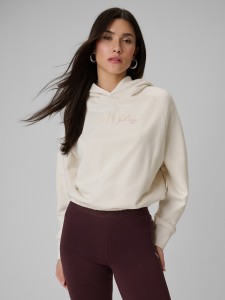 4F Bluza dresowa regular z kapturem damska - beżowa XL