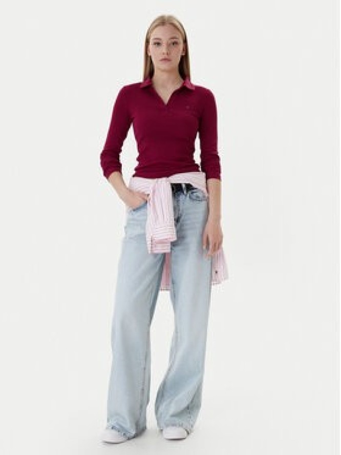 Tommy Jeans Bluzka Essential DW0DW21933 Bordowy Slim Fit