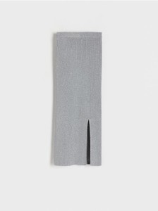 Spódnica midi z metalizowaną nicią - jasnoszary