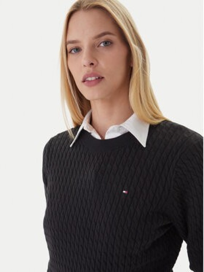 Tommy Hilfiger Sweter Fine WW0WW44993 Czarny Regular Fit