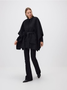 Ponczo z wiązaniem - czarny