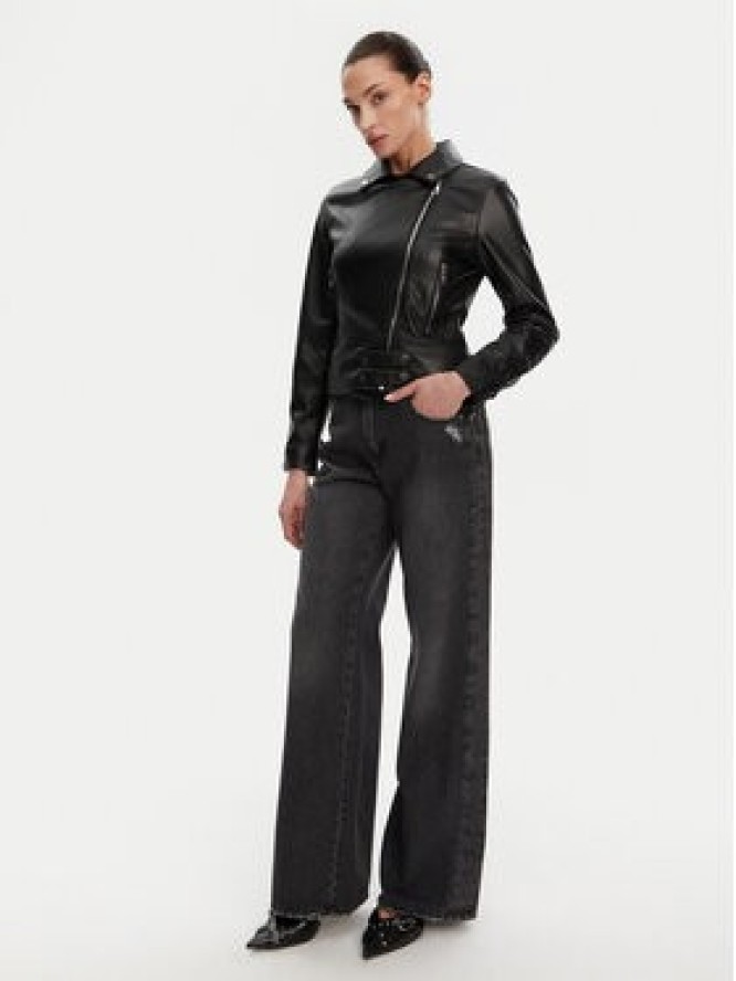 Rinascimento Kurtka z imitacji skóry CFC0119619003 Czarny Regular Fit