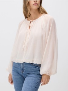 Bluzka z wiązaniem - pastelowy róż