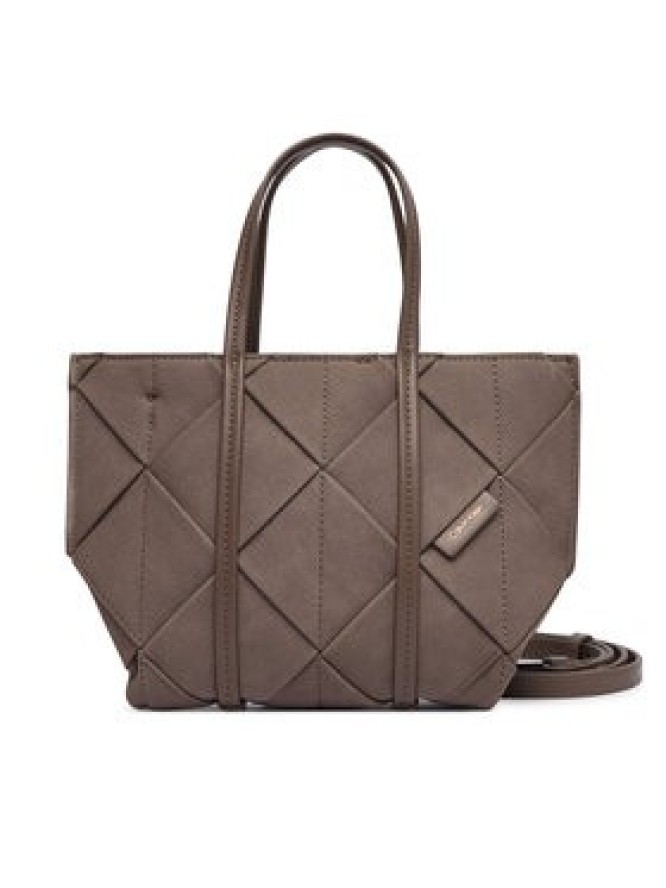 Calvin Klein Torebka Woven Sueded Mini Tote Crossbody LV04F3696G Brązowy
