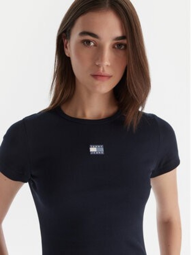 Tommy Jeans T-Shirt Badge DW0DW17881 Granatowy Slim Fit