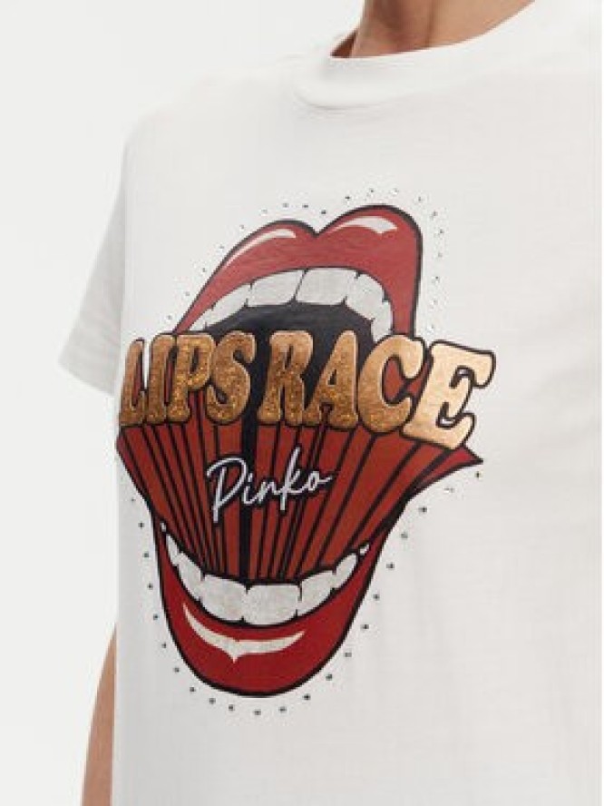 PINKO T-Shirt Trapani 105050 A2D8 Biały Regular Fit