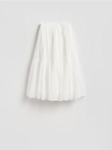 Spódnica midi z falbanami - biały